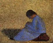 Georges Seurat The Countrywoman sat on the Lawn oil on canvas